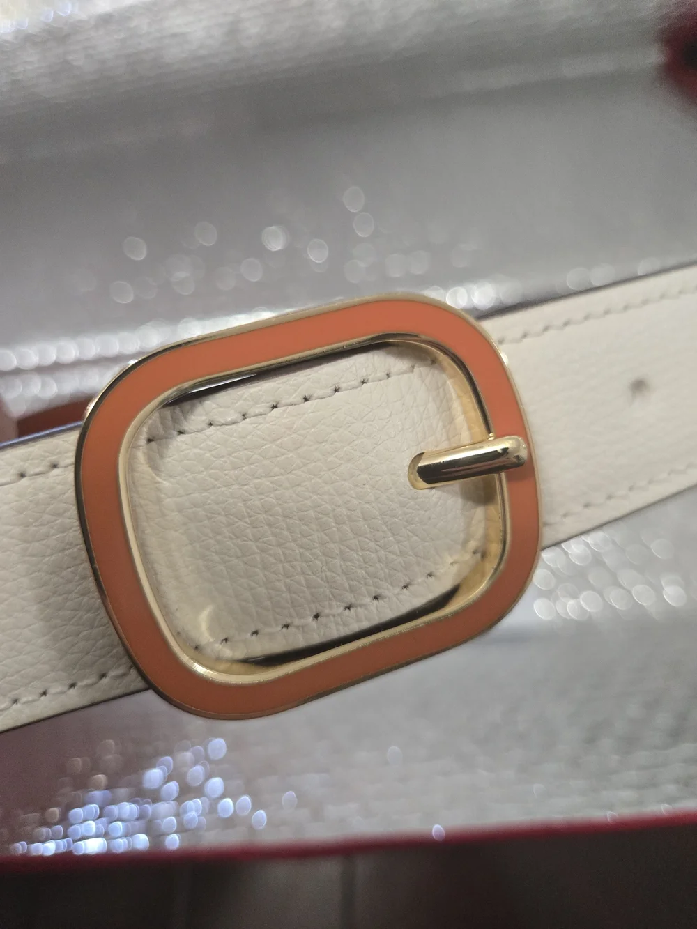 Kate Spade  Pink Leather Shoulder Bag with Orange/ Off White Accent